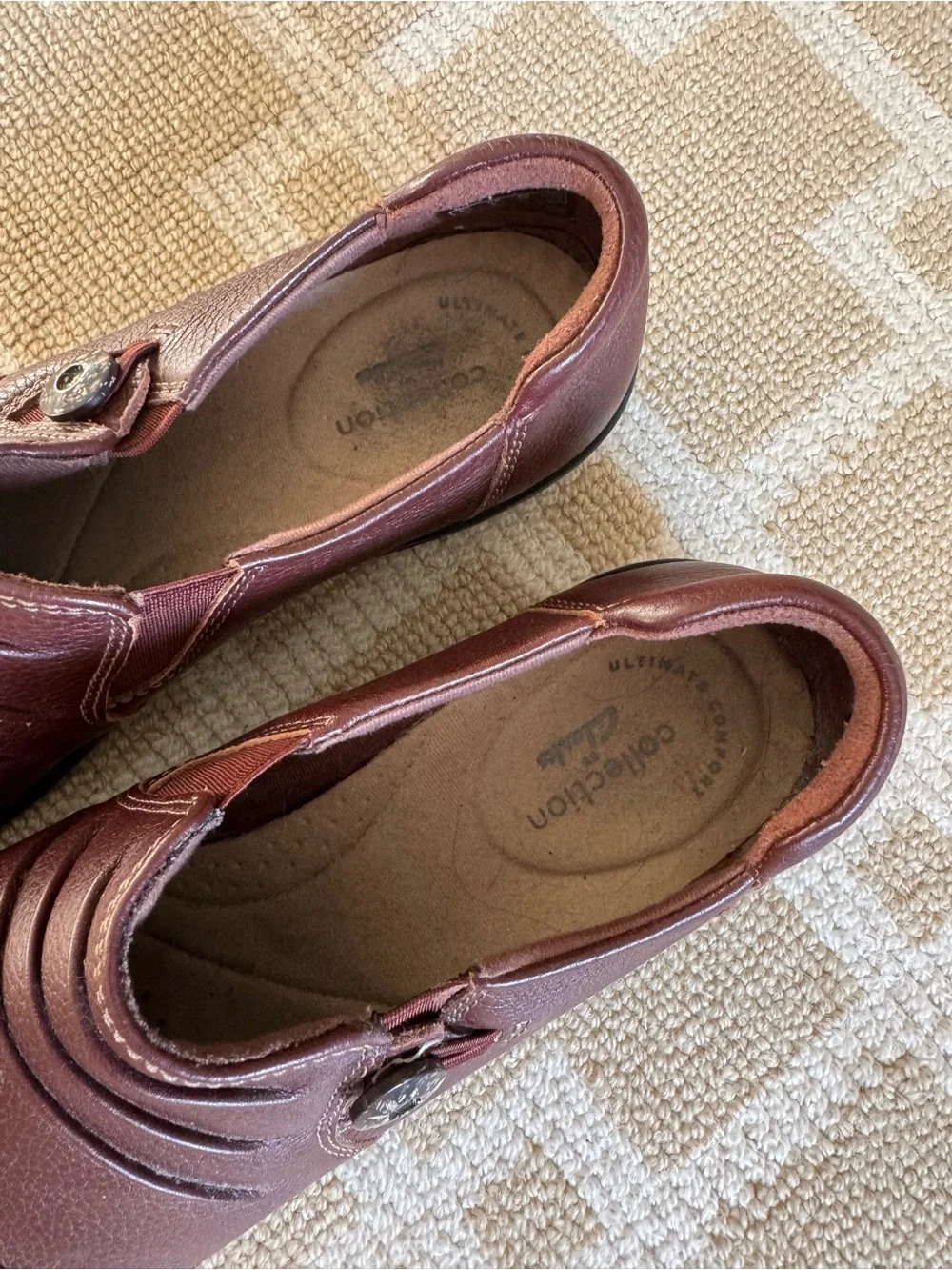 Clarks Collection Leather Comfort Loafers Brown Slip On Shoes Size 8